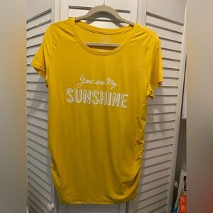 TIME & TRU Maternity Soft “You R My Sunshine Top” Size M Yellow ShortSleeved EUC